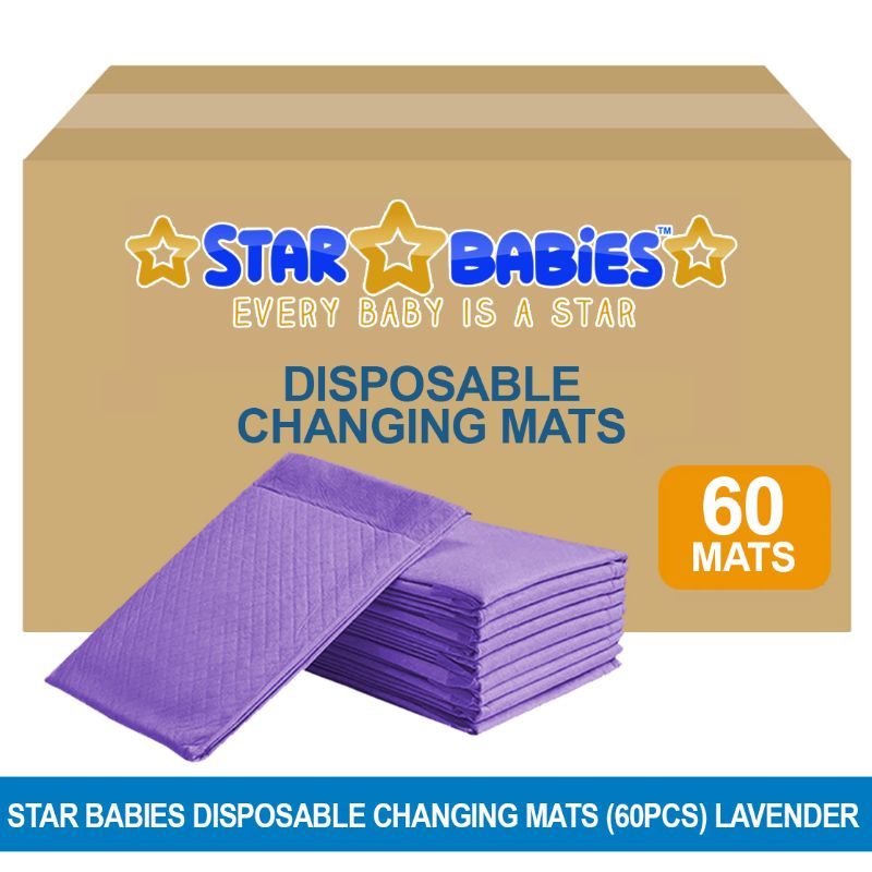 Star Babies - Disposable Pack Of 60 Changing mats (45x60cm) Large, - Lavender