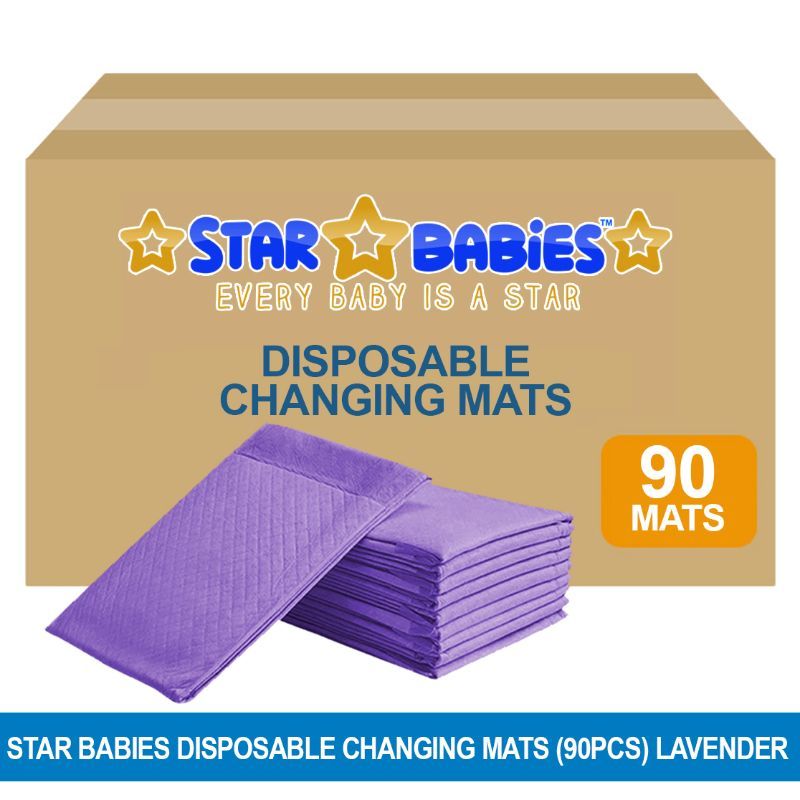 Star Babies - Disposable Pack Of 90 Changing mats (45x60cm) Large, - Lavender