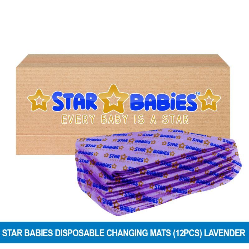 Star Babies - Disposable Pack Of 12 Changing mats (45x60cm) Large, - Lavender