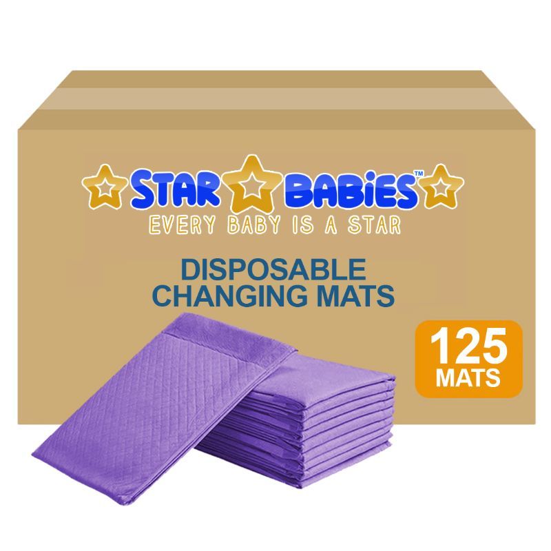 Star Babies - Disposable Pack Of 125 Changing mats (45x60cm) Large, - Lavender