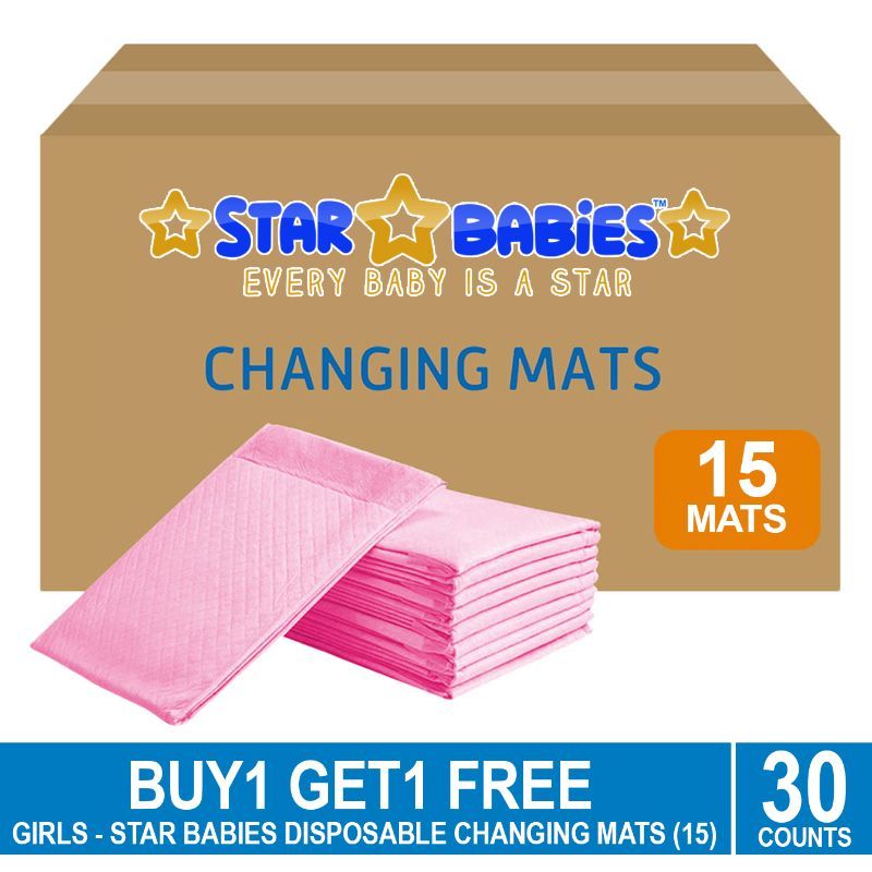 Star Babies - Pack of 15 Disposable Changing Mat B1G1 - Pink