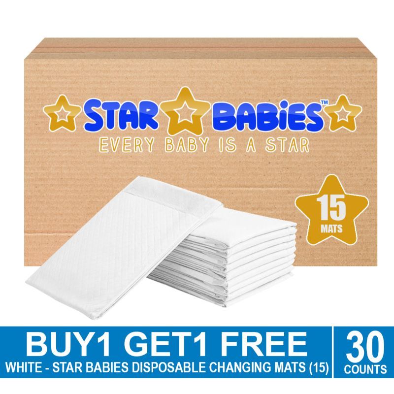 Star Babies - Disposable Changing mats (45x60cm) Large, 15pcs Pack of 2 White