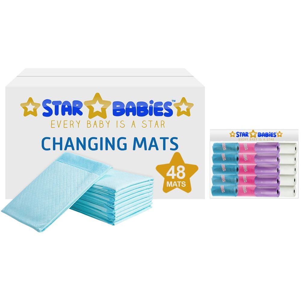 Star Babies - Disposable Changing Mat 48Pcs W/ 20Pcs Scented Bag - Assorted