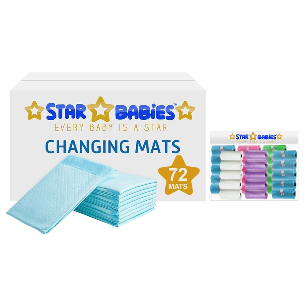 Star Babies - Disposable Changing Mat 72Pcs W/ 30Pcs Scented Bag - Assorted