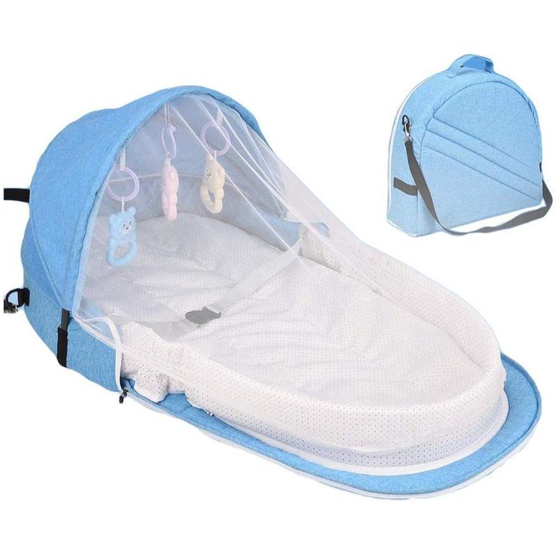 Star Babies Multi-Function Portable Baby Bed with Mosquito Net - Blue