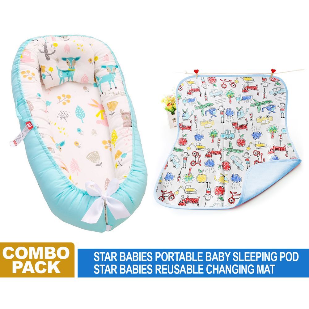 Star Babies - Lounger Sleeping Pod & Reusable Changing Mat Set