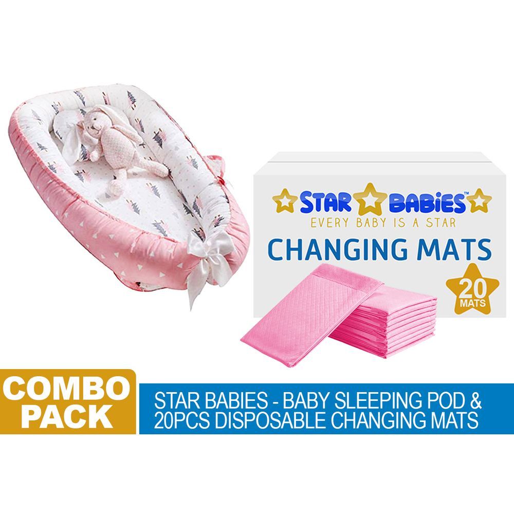 Star Babies Lounger Sleeping Pod & Changing Mats - Pink