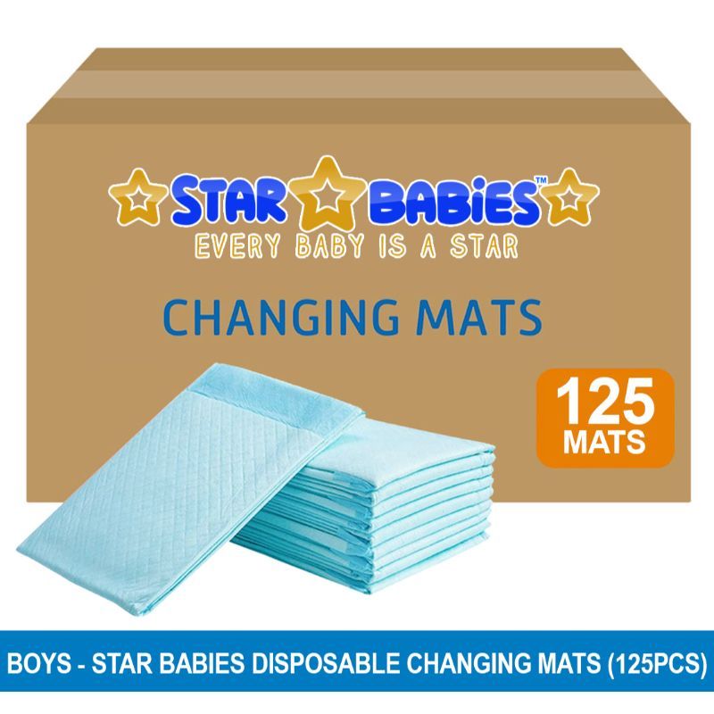 Star Babies - Disposable Changing mats (45x60cm) Large, Pack of 125 - Blue