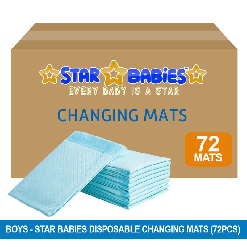 Star Babies - Disposable Changing mats (45x60cm) Large, Pack of 72 - Blue