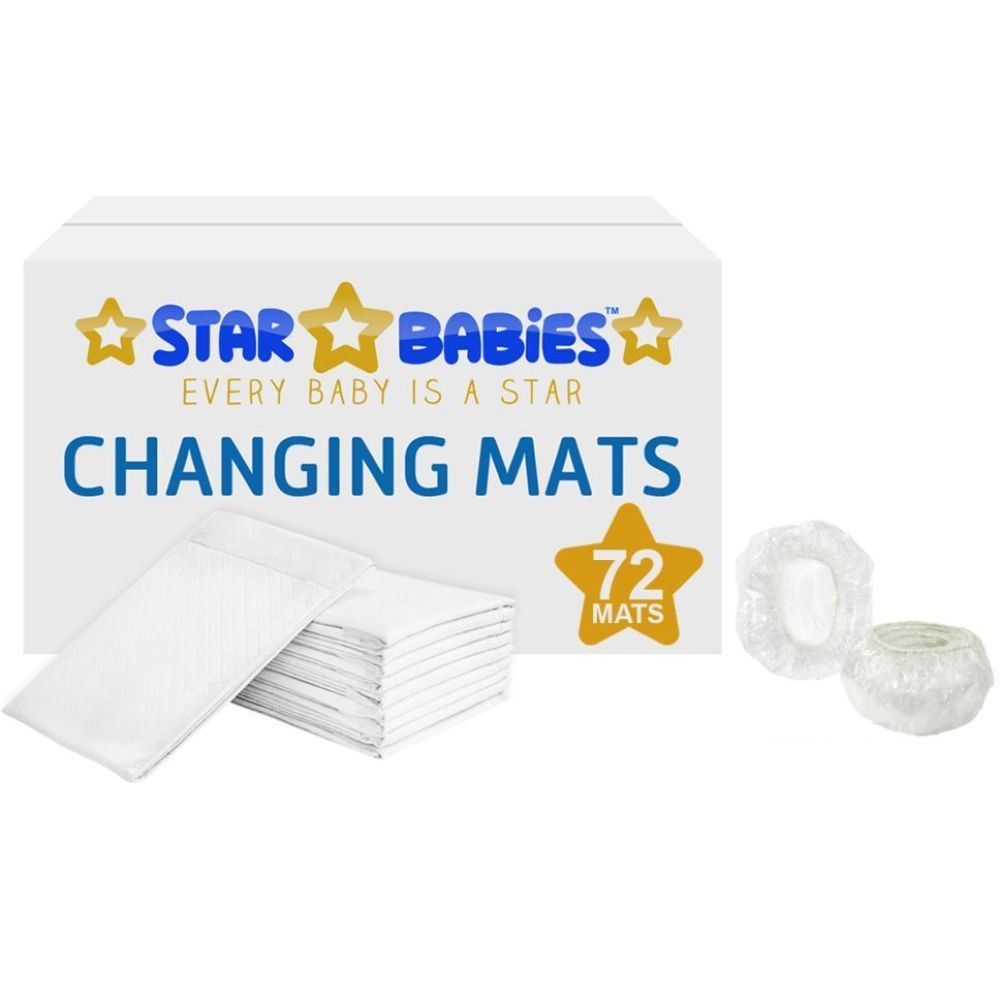 Star Babies White Disposable Changing Mats - Pack of 72 with 10pcs Ear Cover Free