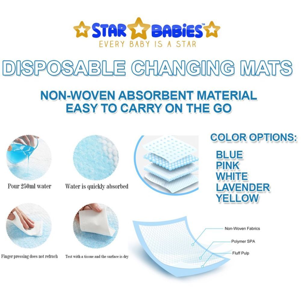 Star Babies White Disposable Changing Mats - Pack of 72 with 10pcs Ear Cover Free