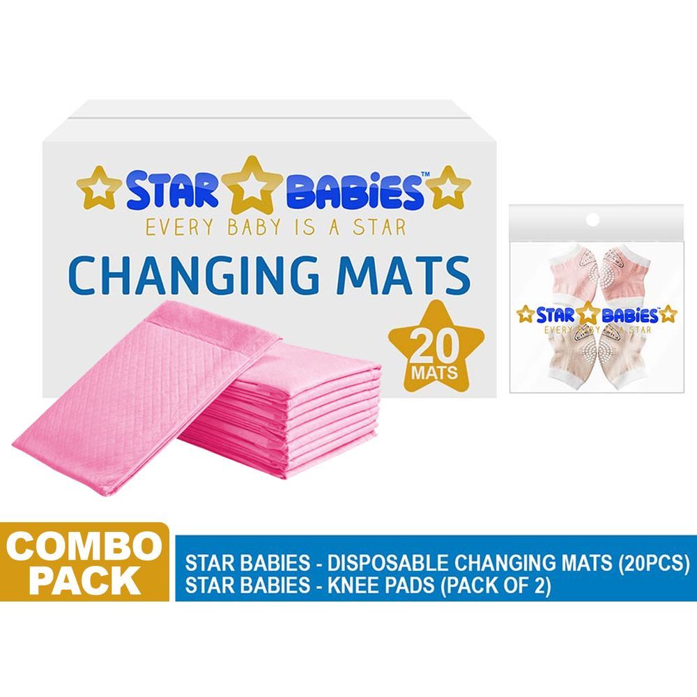 Star Babies - Disposable Changing Mat Pink + 2 Baby Kneepad