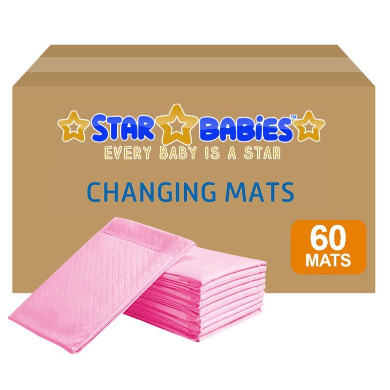 Star Babies - Disposable Changing mats (45x60cm) Large, Pack of 60 - Pink