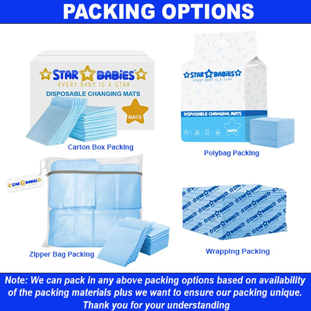 Star Babies Pack Of 90 Disposable Changing mats (45x60cm) Large, - Blue