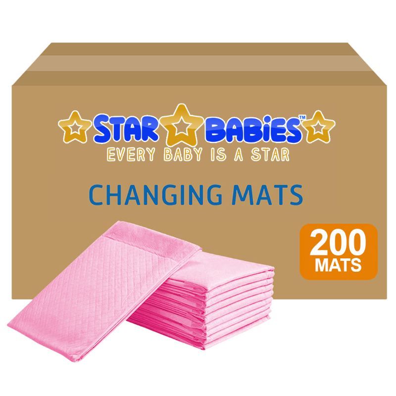 Star Babies - Disposable Changing mats (45x60cm) Large, Pack of 200 - Pink