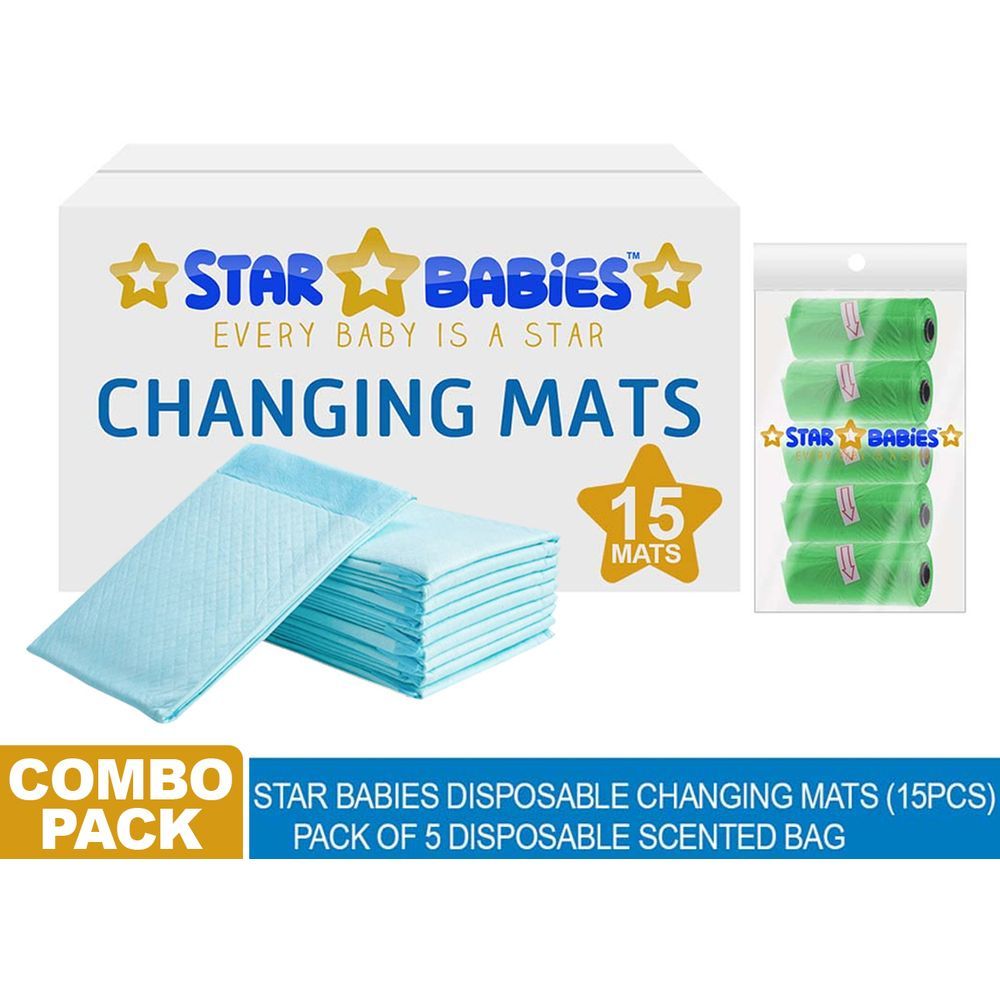 Star Babies - Combo (Changing Mat 15Pcs, Scented Bag 5Pcs) Pack Of 2