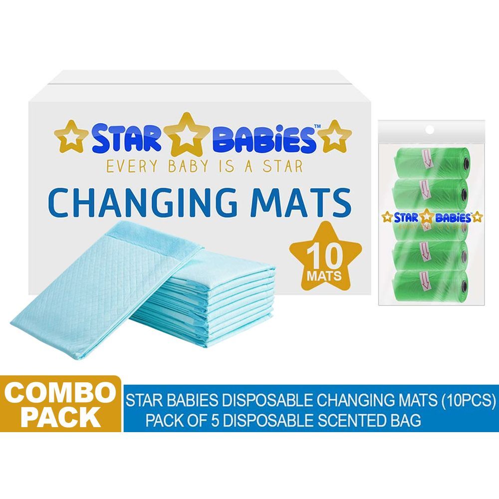 Star Babies - Combo (Changing Mat 10Pcs, Scented Bag 5Pcs)-Pack Of 2