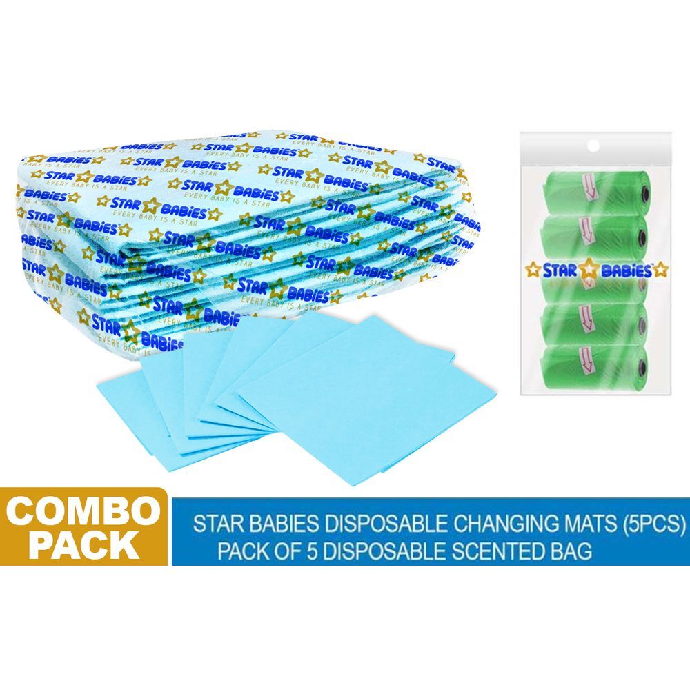 Star Babies - Disposable Blue Changing Mat W/ Scent-Pack Of 5