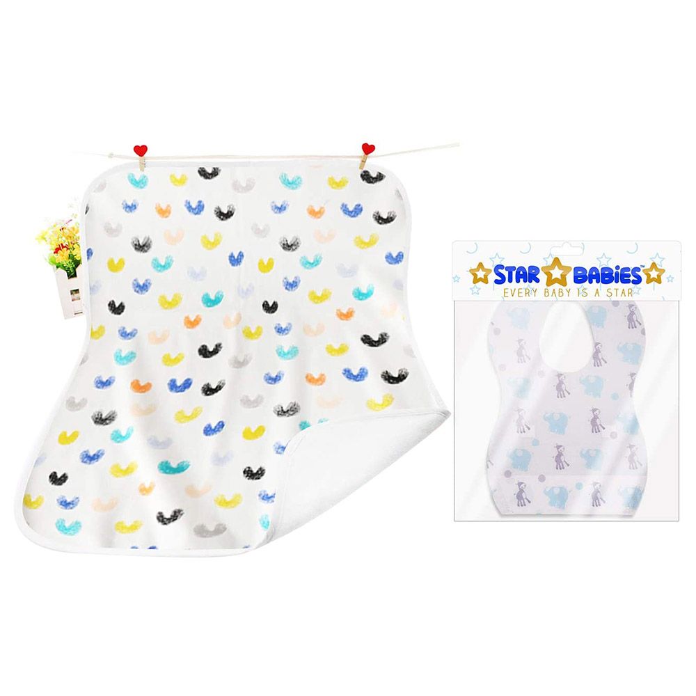 Star Babies Reusable Changing Mat White + Disposable Bib 20s