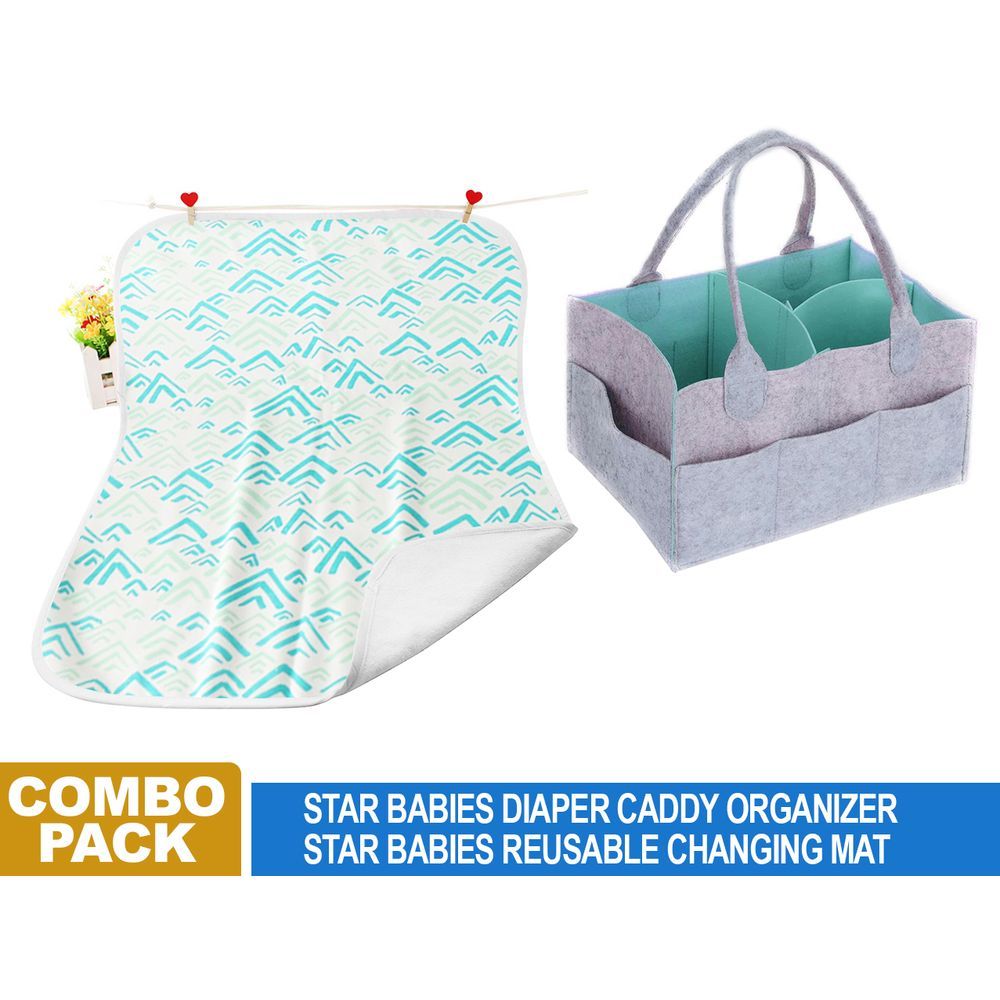 Star Babies - Combo Diaper Caddy with Reusable Changing Mat