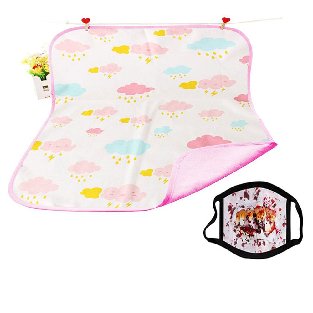 Star Babies - Reusable Changing Mats Pink W/ 1Pc Kids Reusable Mask