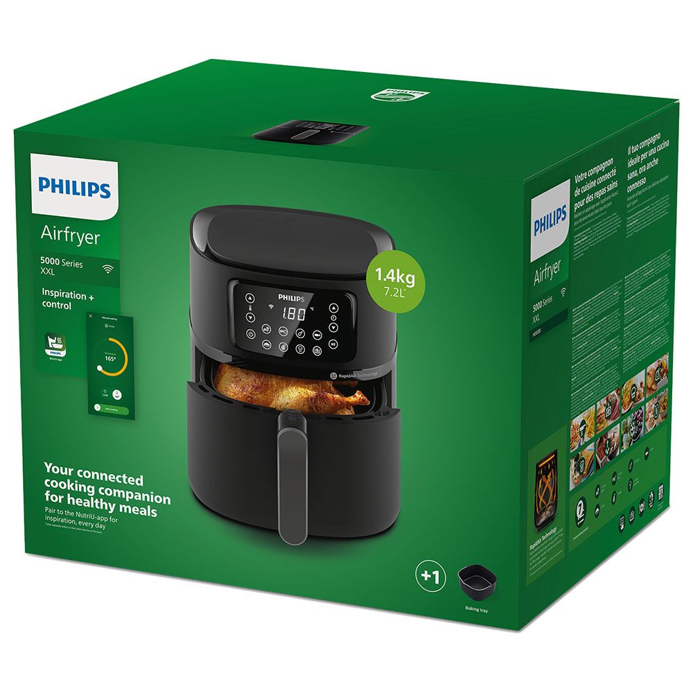 Philips - XXL Connected 6 Portions Airfryer 5000 Series 2000W - Black