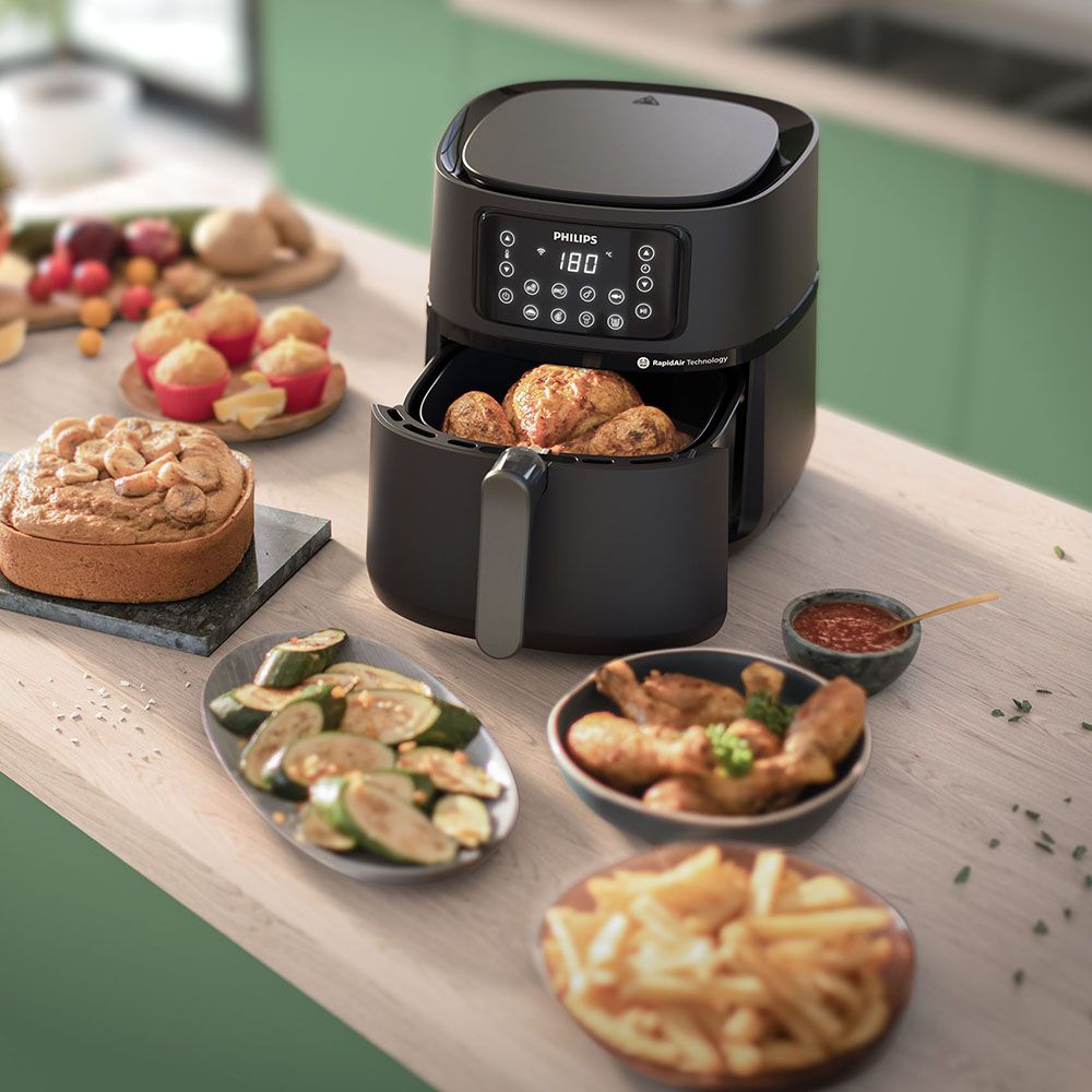 Philips - XXL Connected 6 Portions Airfryer 5000 Series 2000W - Black