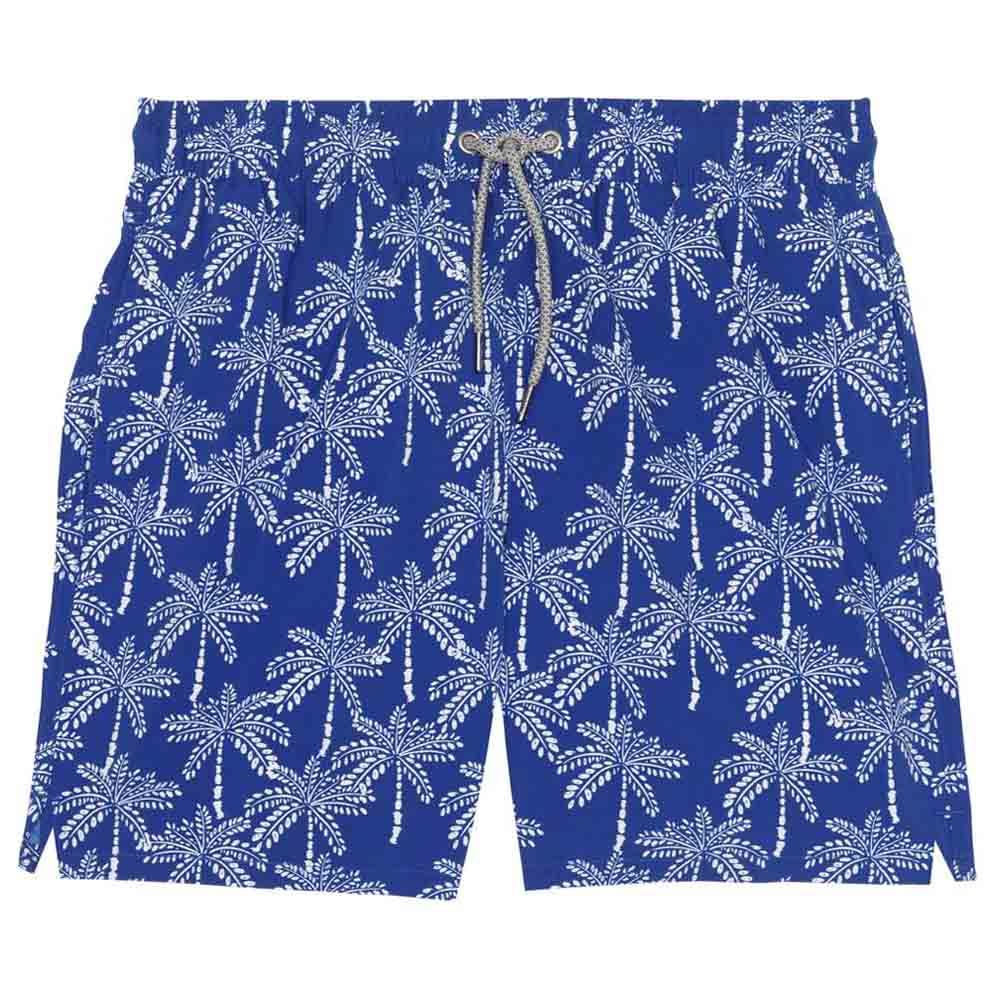 Turquoise - Boys Palm Trees Swim Shorts - Blue