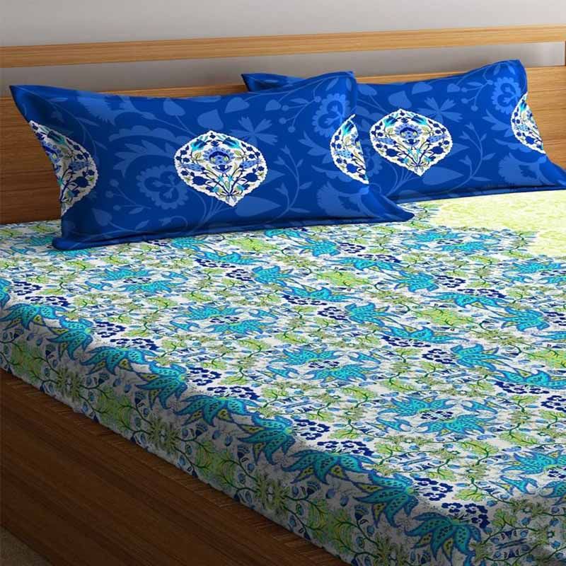 Portico - Queen Bedsheet Pillow Cover - Blue/Yellow