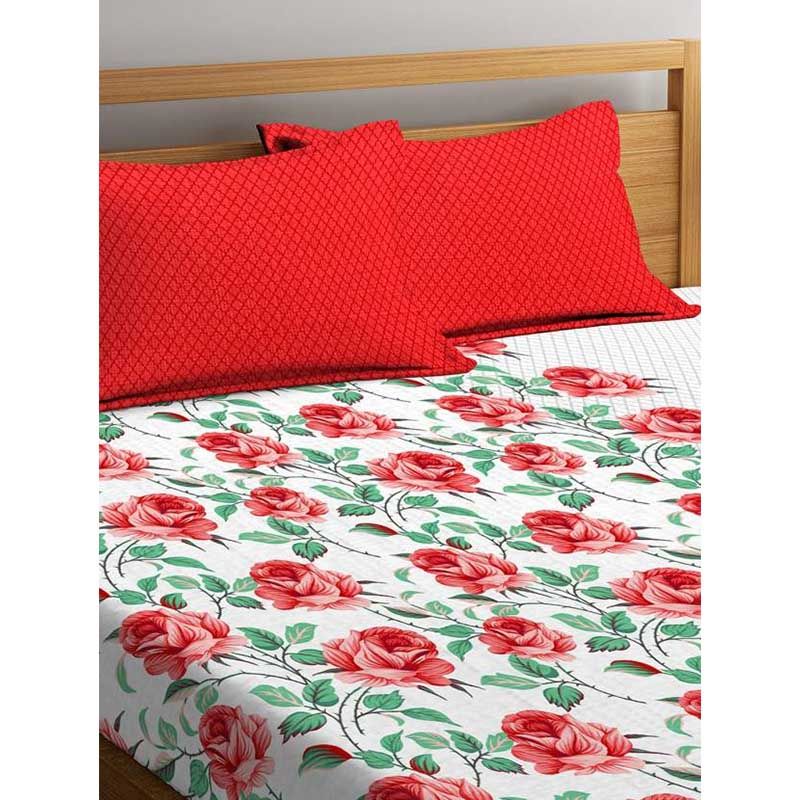 Portico - Queen Bedsheet Pillow Cover - Red/White