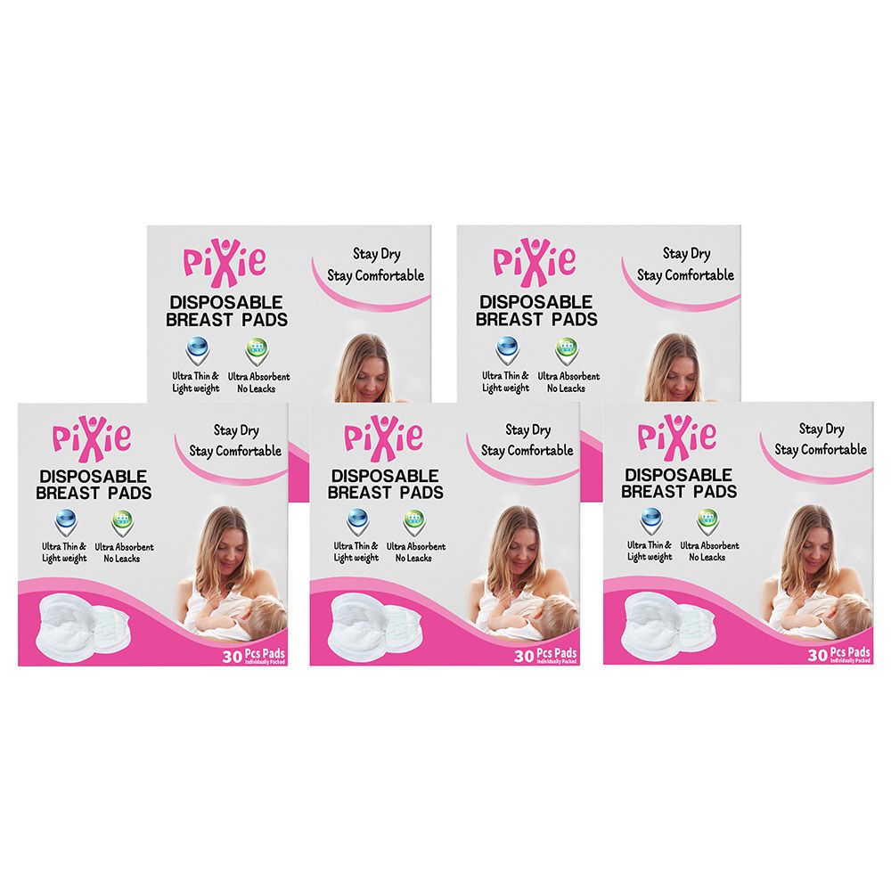 Pixie - Disposable Breast Pads 30pc - Pack of 5