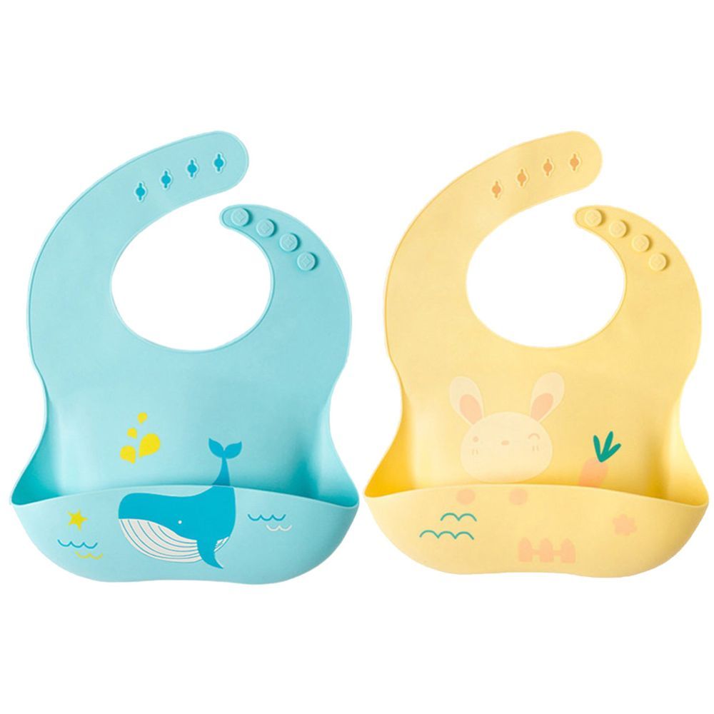 Pixie Baby - Silicone Bibs Pack of 2 - Whale, Bunny