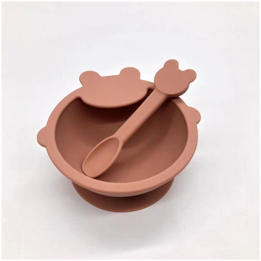 Pixie Baby - Silicone Feeding Set Pack of 2 - Brown, Gray