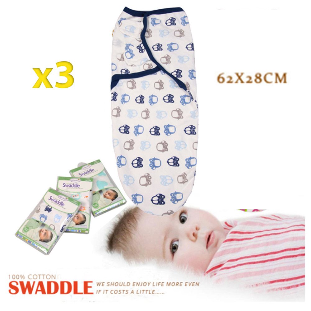 Pixie - Car Print Swaddle Wrap Blanket - Pack of 3