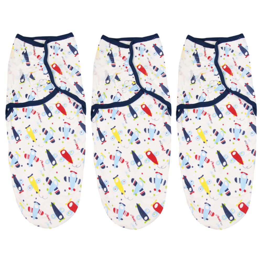 Babamama - Airplane Print Swaddle Wrap Blanket - Pack of 3