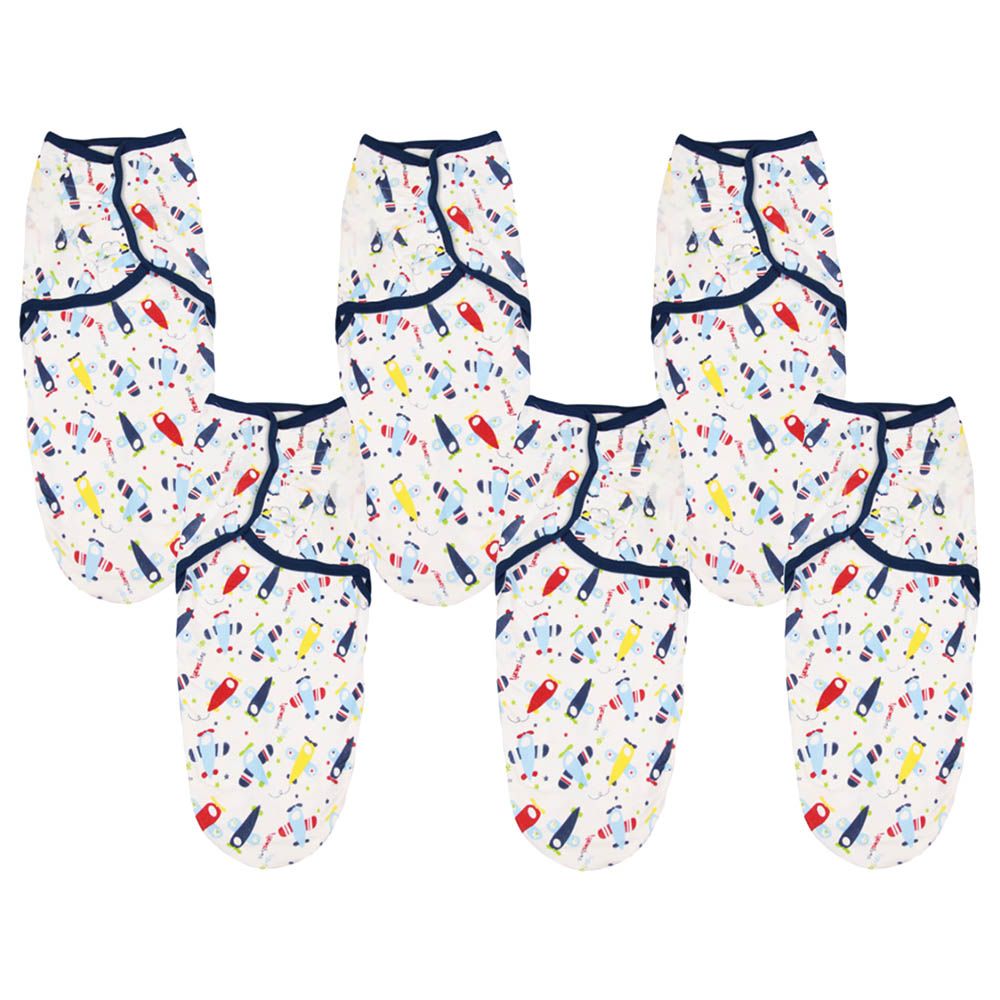 MeeMee - Airplane Print Swaddle Wrap Blanket - Pack of 6