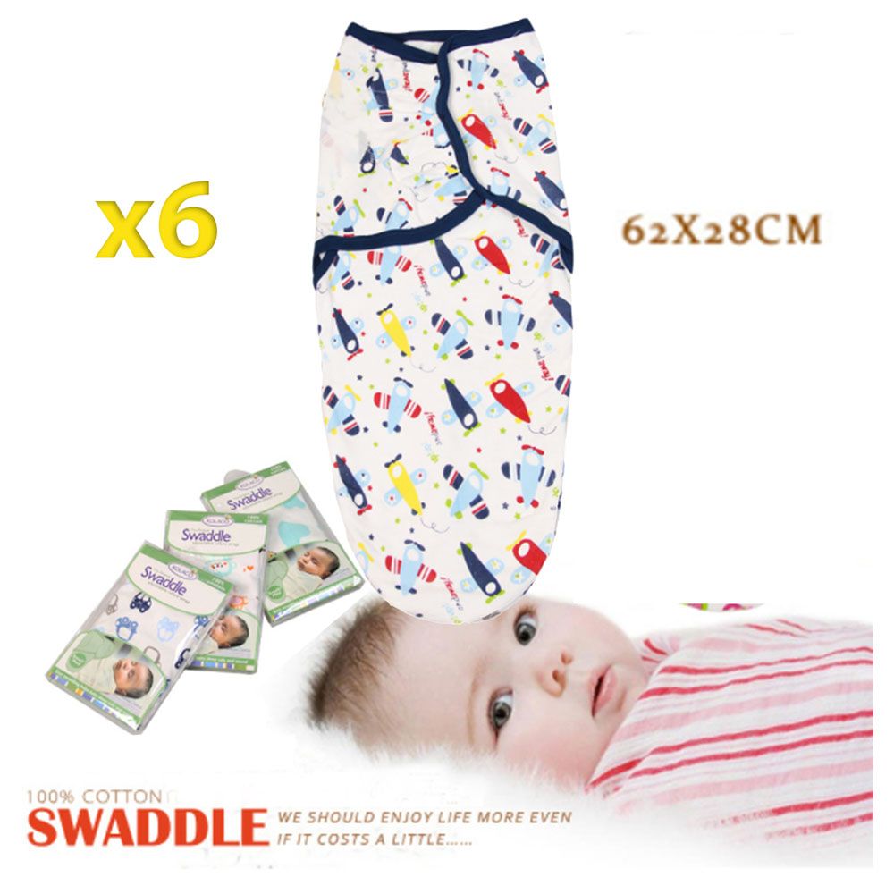 MeeMee - Airplane Print Swaddle Wrap Blanket - Pack of 6