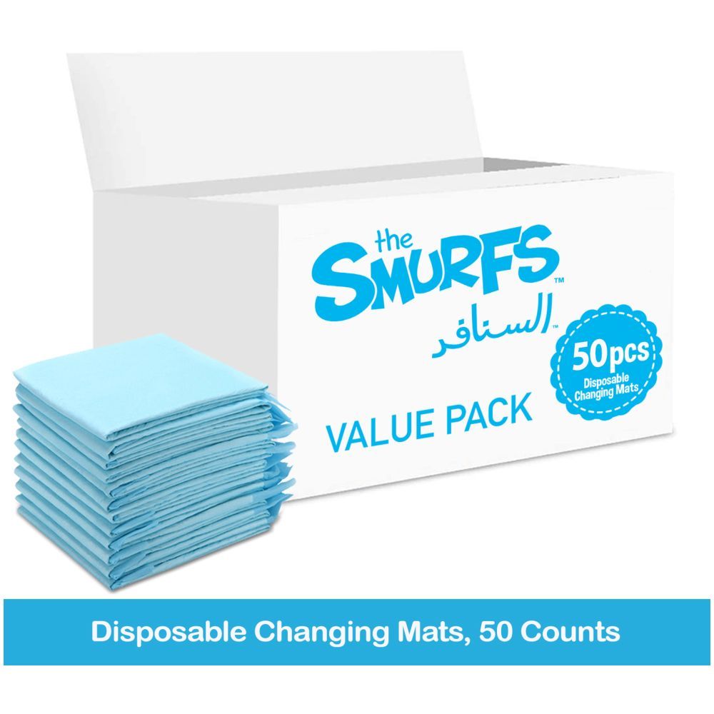 Smurfs - Disposable Changing Mats, 50 Counts-Blue