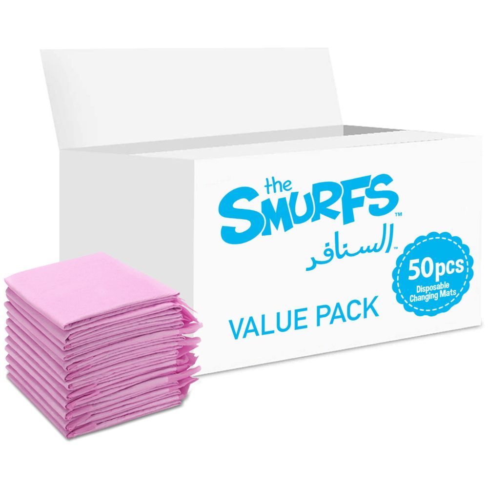 Smurfs - Disposable Changing Mats, 50 Counts - Pink