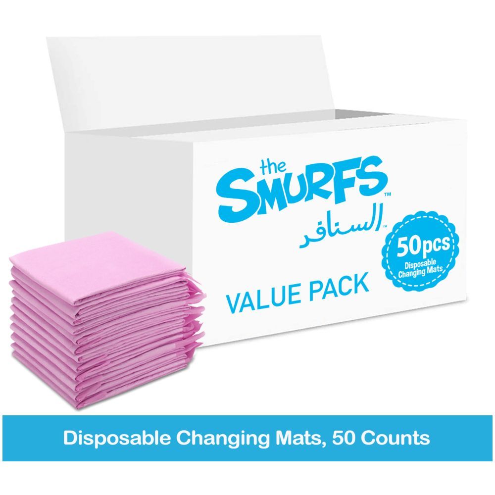 Smurfs - Disposable Changing Mats, 50 Counts - Pink