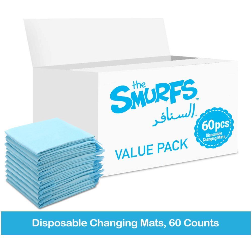 Smurfs - Disposable Changing Mats, 60 Counts-Blue