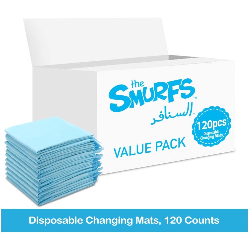 Smurfs - Disposable Changing Mats, 120 Counts-Blue