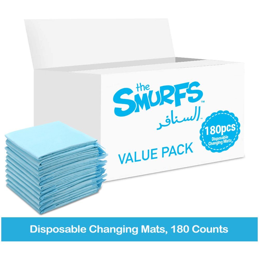 Smurfs - Disposable Changing Mats, 180 Counts-Blue