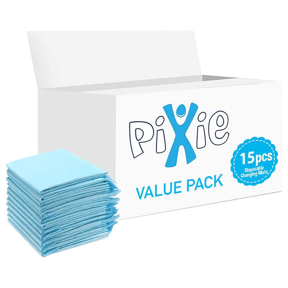 Pixie - Disposable Changing Mats - 15pcs - Blue