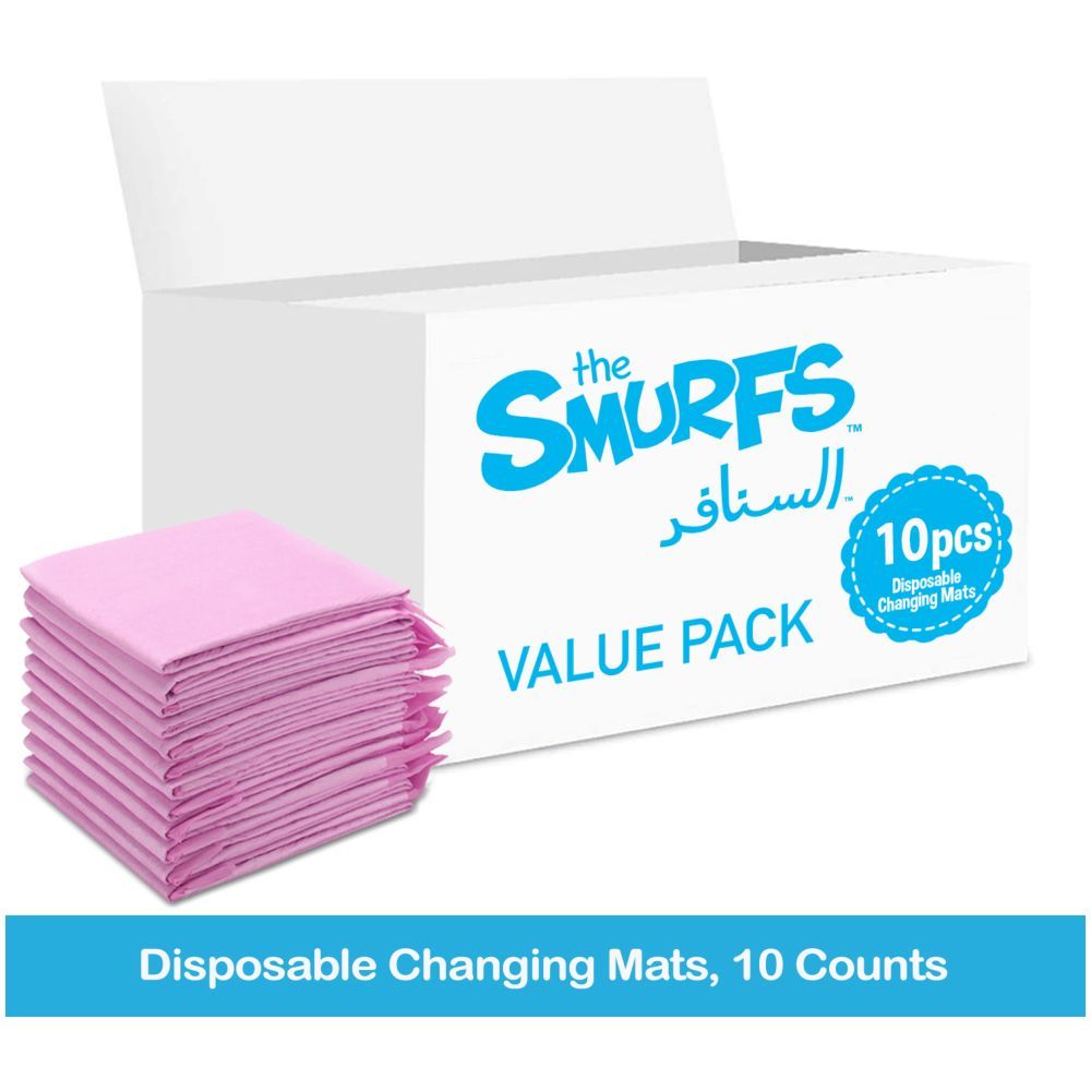 Smurfs - Disposable Changing Mats, 10 Counts - Pink