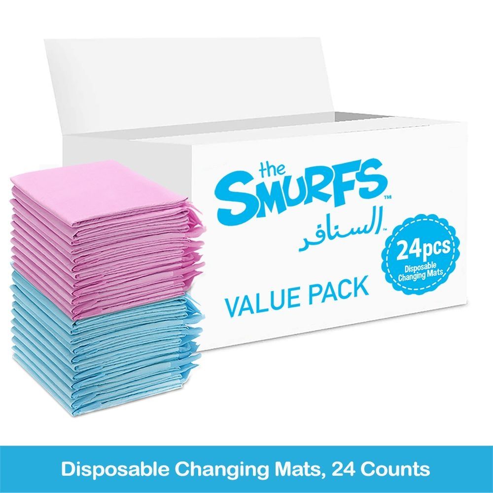 Smurfs - Disposable Changing Mats - 24pcs - Pink/Blue