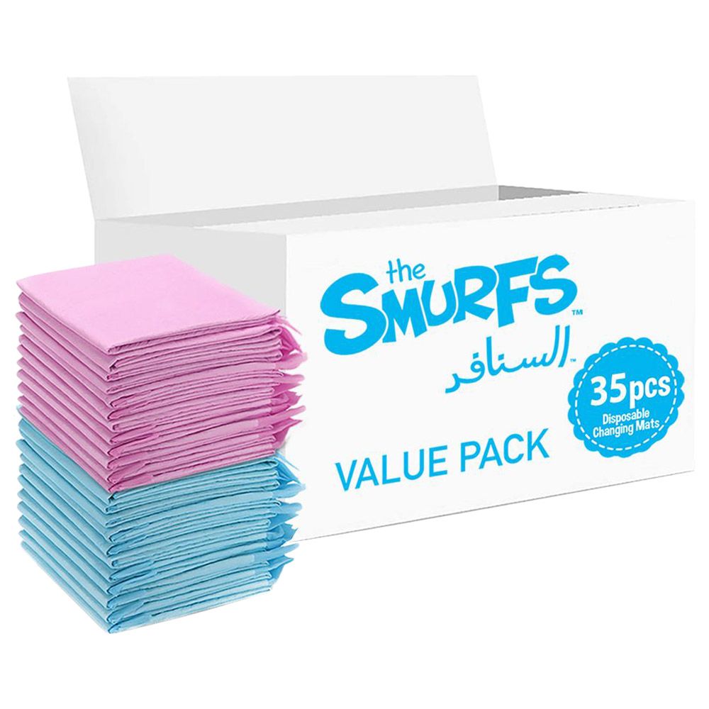 Smurfs - Disposable Changing Mats - 35pcs - Pink/Blue