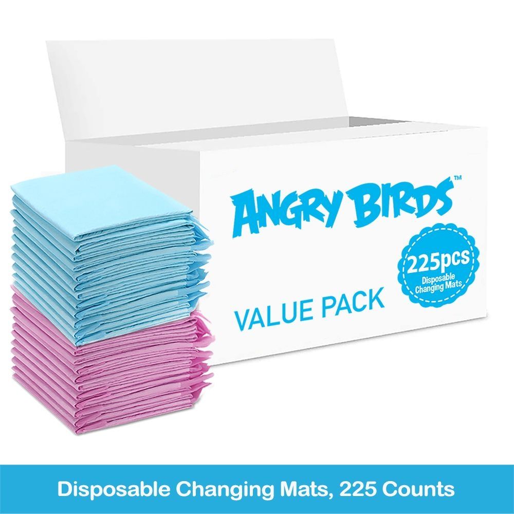 Angry Birds - Disposable Changing Mats - 225pcs - Blue/Pink