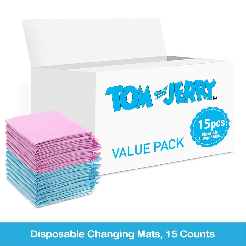 Tom & Jerry - Disposable Changing Mats - 15pcs - Pink/Blue