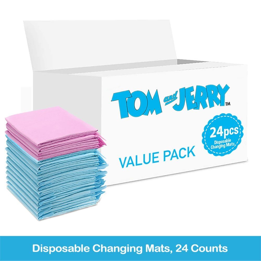 Tom & Jerry - Disposable Changing Mats - 24pcs - Pink/Blue